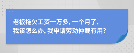 老板拖欠工资一万多, 一个月了, 我该怎么办, 我申请劳动仲裁有用?