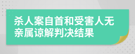 杀人案自首和受害人无亲属谅解判决结果