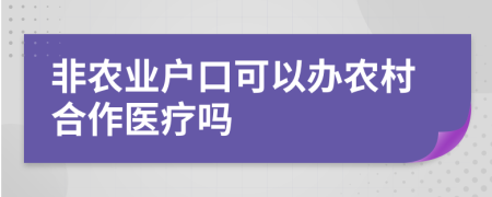 非农业户口可以办农村合作医疗吗