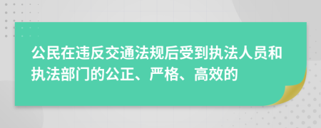 公民在违反交通法规后受到执法人员和执法部门的公正、严格、高效的