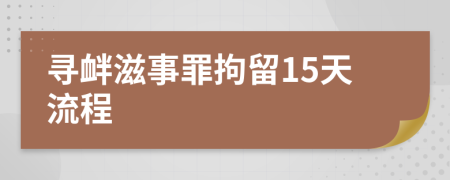 寻衅滋事罪拘留15天流程