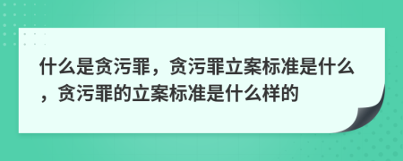 什么是贪污罪，贪污罪立案标准是什么，贪污罪的立案标准是什么样的