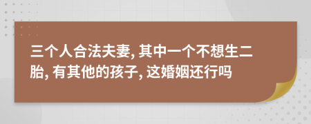 三个人合法夫妻, 其中一个不想生二胎, 有其他的孩子, 这婚姻还行吗