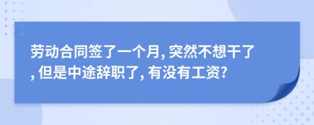 劳动合同签了一个月, 突然不想干了, 但是中途辞职了, 有没有工资?