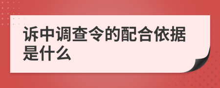 诉中调查令的配合依据是什么