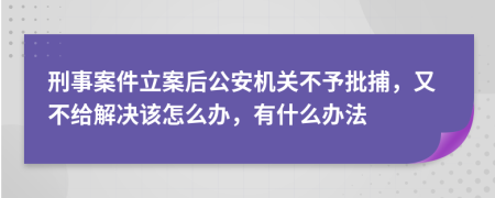 刑事案件立案后公安机关不予批捕，又不给解决该怎么办，有什么办法