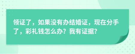 领证了，如果没有办结婚证，现在分手了，彩礼钱怎么办？我有证据？