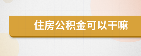 住房公积金可以干嘛