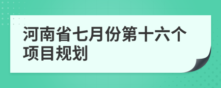 河南省七月份第十六个项目规划