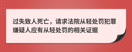 过失致人死亡，请求法院从轻处罚犯罪嫌疑人应有从轻处罚的相关证据