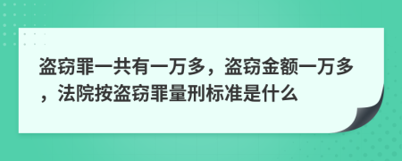 盗窃罪一共有一万多，盗窃金额一万多，法院按盗窃罪量刑标准是什么