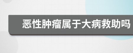 恶性肿瘤属于大病救助吗