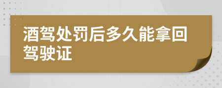 酒驾处罚后多久能拿回驾驶证