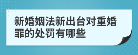 新婚姻法新出台对重婚罪的处罚有哪些