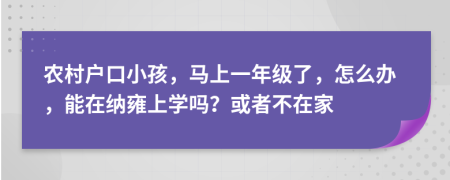 农村户口小孩，马上一年级了，怎么办，能在纳雍上学吗？或者不在家