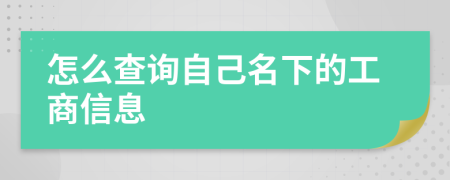 怎么查询自己名下的工商信息