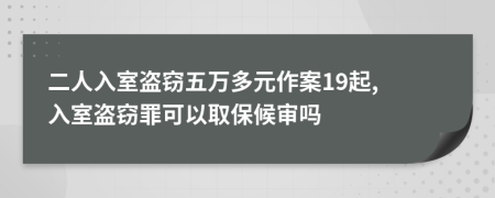 二人入室盗窃五万多元作案19起, 入室盗窃罪可以取保候审吗