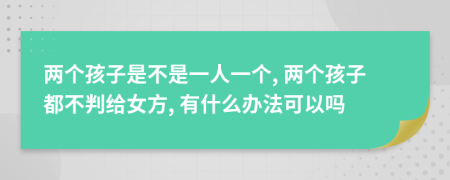 两个孩子是不是一人一个, 两个孩子都不判给女方, 有什么办法可以吗