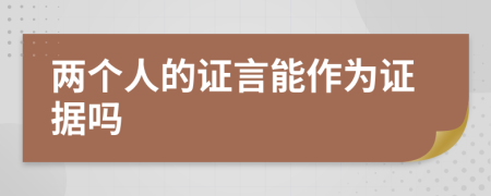 两个人的证言能作为证据吗