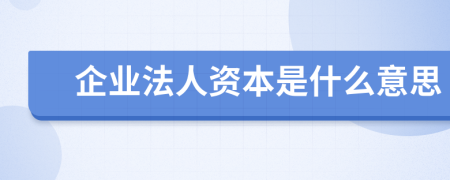 企业法人资本是什么意思