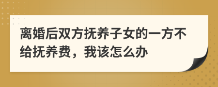 离婚后双方抚养子女的一方不给抚养费，我该怎么办