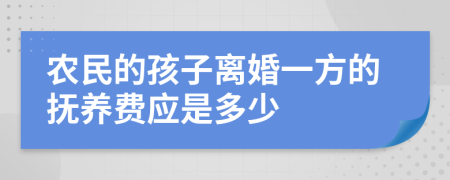 农民的孩子离婚一方的抚养费应是多少