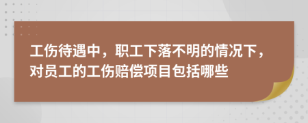 工伤待遇中，职工下落不明的情况下，对员工的工伤赔偿项目包括哪些