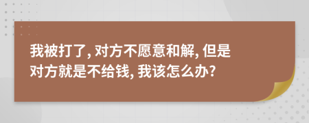 我被打了, 对方不愿意和解, 但是对方就是不给钱, 我该怎么办?