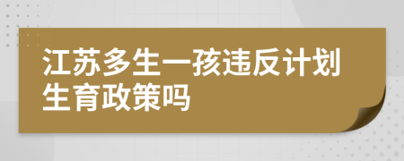 江苏多生一孩违反计划生育政策吗
