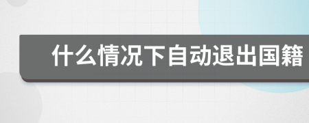 什么情况下自动退出国籍