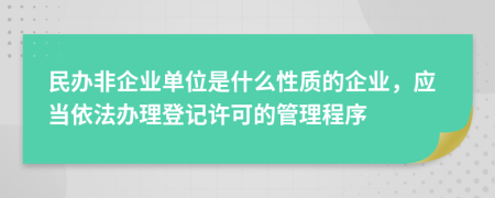 民办非企业单位是什么性质的企业，应当依法办理登记许可的管理程序