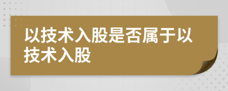 以技术入股是否属于以技术入股