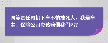 同等责任司机下车不慎撞死人，我是车主，保险公司应该赔偿我们吗？