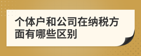 个体户和公司在纳税方面有哪些区别