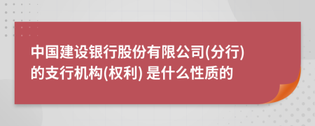 中国建设银行股份有限公司(分行) 的支行机构(权利) 是什么性质的