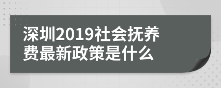 深圳2019社会抚养费最新政策是什么