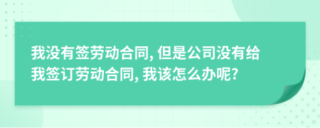 我没有签劳动合同, 但是公司没有给我签订劳动合同, 我该怎么办呢?