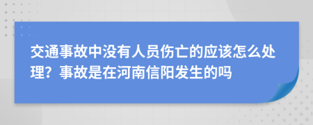 交通事故中没有人员伤亡的应该怎么处理？事故是在河南信阳发生的吗