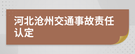 河北沧州交通事故责任认定