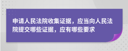 申请人民法院收集证据，应当向人民法院提交哪些证据，应有哪些要求