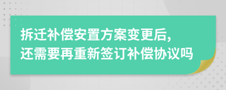 拆迁补偿安置方案变更后, 还需要再重新签订补偿协议吗