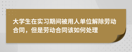 大学生在实习期间被用人单位解除劳动合同，但是劳动合同该如何处理