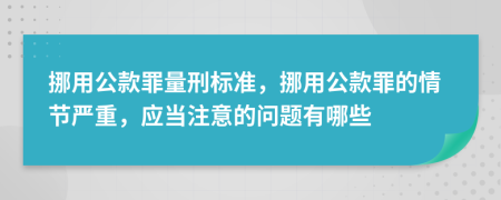 挪用公款罪量刑标准，挪用公款罪的情节严重，应当注意的问题有哪些