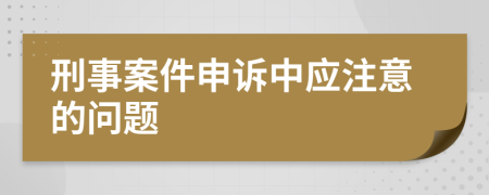 刑事案件申诉中应注意的问题