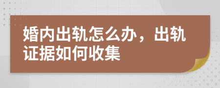 婚内出轨怎么办，出轨证据如何收集