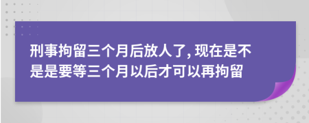 刑事拘留三个月后放人了, 现在是不是是要等三个月以后才可以再拘留