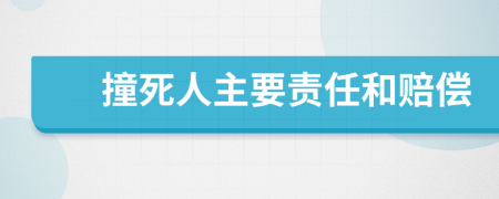 撞死人主要责任和赔偿