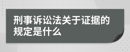 刑事诉讼法关于证据的规定是什么