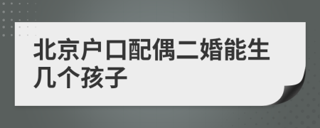 北京户口配偶二婚能生几个孩子