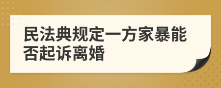 民法典规定一方家暴能否起诉离婚